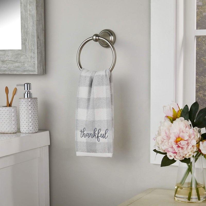 SKL Home by Saturday Knight Ltd. Thankful Plaid Hand Towel (2-Pack), Gray - Image 4